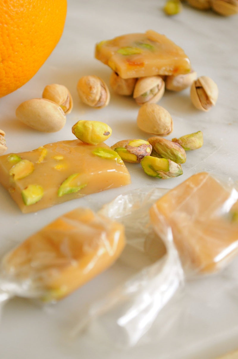 Pistachio Orange-Caramels-ZAM ARTISAN CHOCOLATES